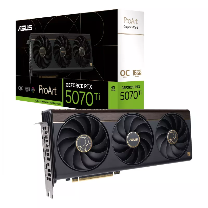 Placa gráfica ASUS ProArt GeForce RTX 5070 Ti 16GB GDDR7, PCIe 5.0, 256-Bit, 304mm, 3 ventoinhas
