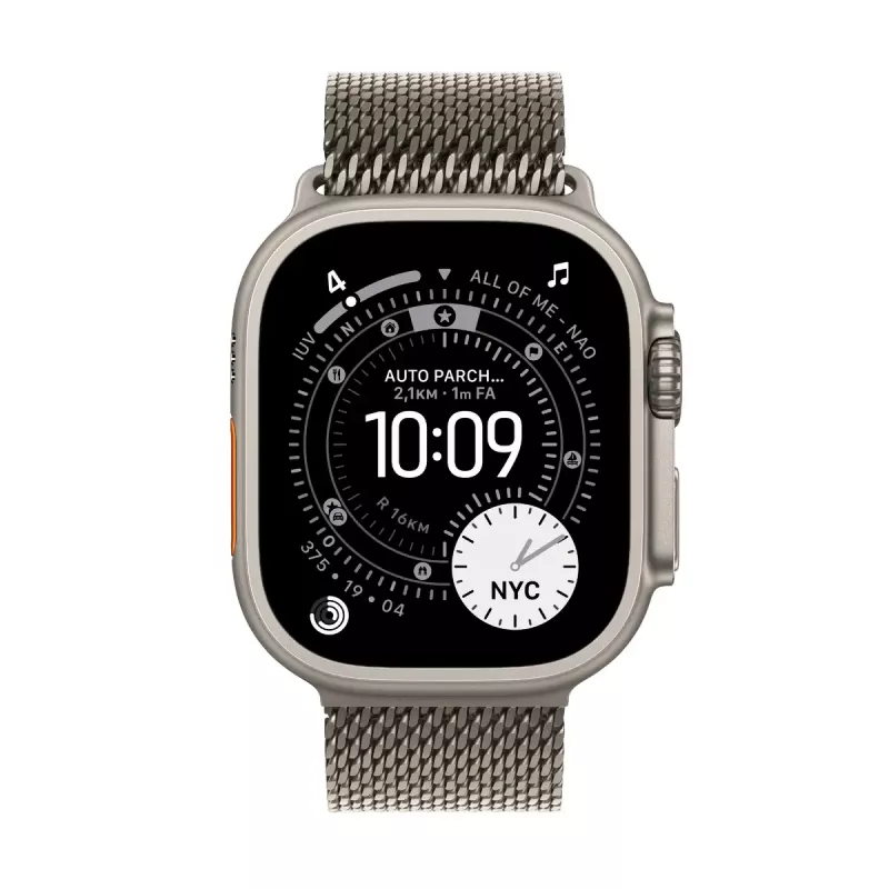 Apple Watch Ultra 3 MEWW4QF/A GPS + Cellular (5G) 49 mm caixa de titânio natural com bracelete Milanese Loop de titânio natural – tamanho S