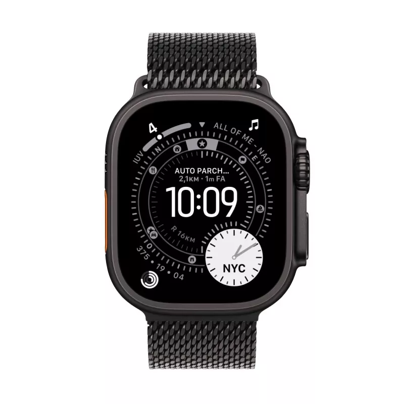 APPLE Watch Ultra 3 GPS + Cellular 49 mm caixa de titânio preta com Titanium Milanese Loop preto Small