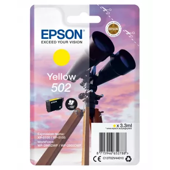 Epson embalagem individual tinta 502 amarelo, rendimento padrão, amarelo, tinta pigmentada, 3,3 ml, 1 unid., 165 páginas