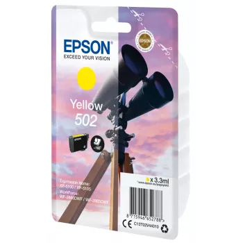 Epson embalagem individual tinta 502 amarelo, rendimento padrão, amarelo, tinta pigmentada, 3,3 ml, 1 unid., 165 páginas