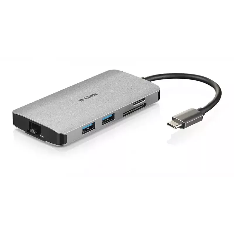D-Link hub USB-C 8 em 1 com HDMI/Ethernet/leitor de cartões/Power Delivery