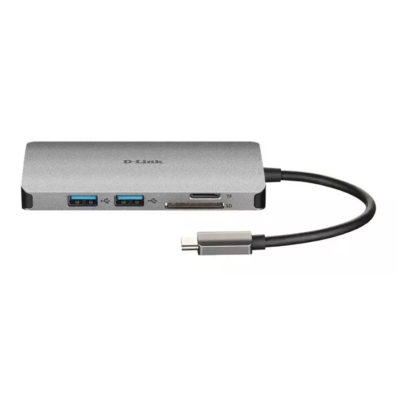 D-Link hub USB-C 8 em 1 com HDMI/Ethernet/leitor de cartões/Power Delivery