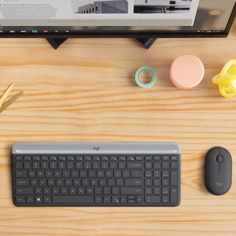 LOGITECH conjunto de teclado e rato sem fios finos MK470 - grafite - AZERTY belga
