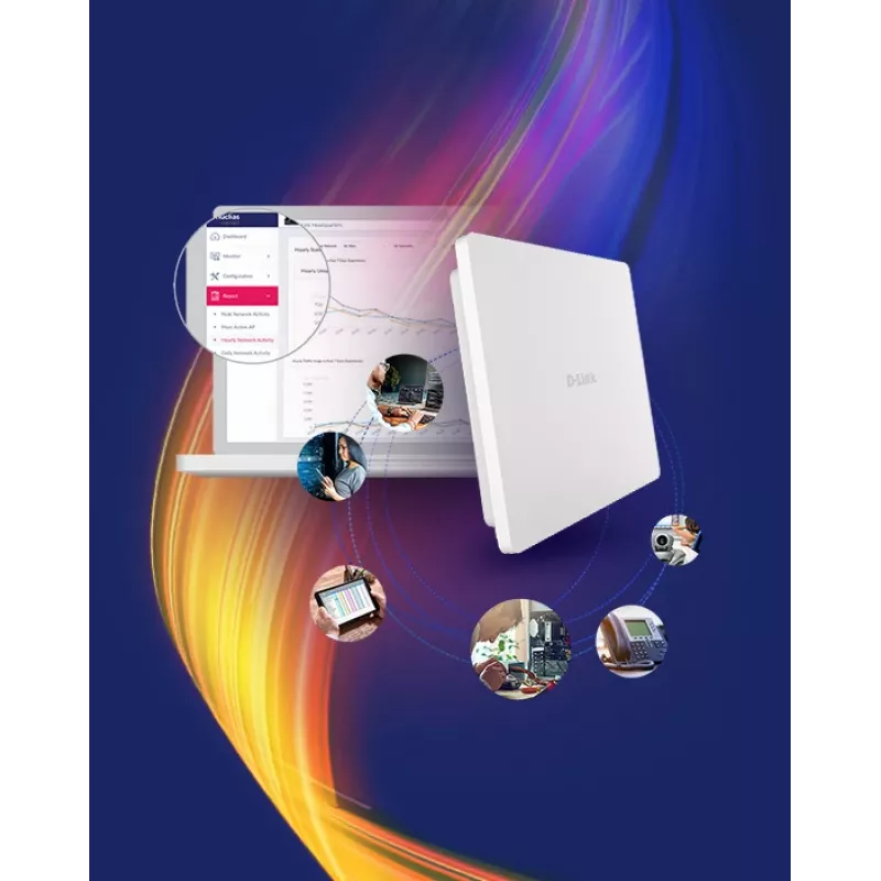 D-Link Ponto de acesso exterior PoE AX3000 Wi-Fi 6 Dual-Band, 2,4 GHz, 5 GHz, 3000 Mbit/s, WEP de 64 bits, WEP de 128 bits, SSID, WEP, WPA, WPA2, WPA3, 10,100,1000,2500 Mbit/s