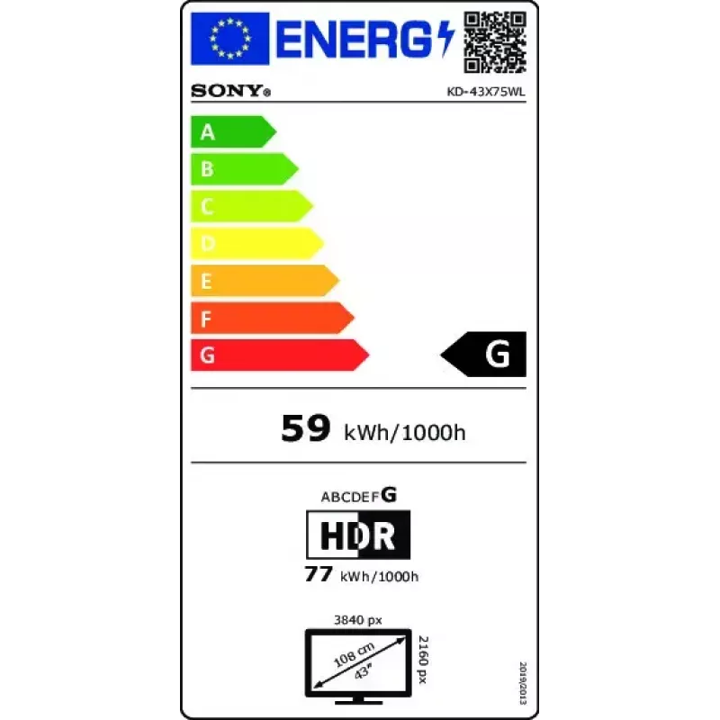 Sony BRAVIA | KD-43X75WL | LED | 4K HDR | Google TV | ECO PACK | BRAVIA CORE | Design de moldura estreita
