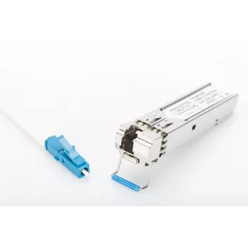 DIGITUS Módulo SFP BiDi WDM de 1,25 Gbit/s, até 20 km com suporte DDM, monomodo, ficha LC simplex 1000Base-LX, Tx1310nm/Rx1550nm