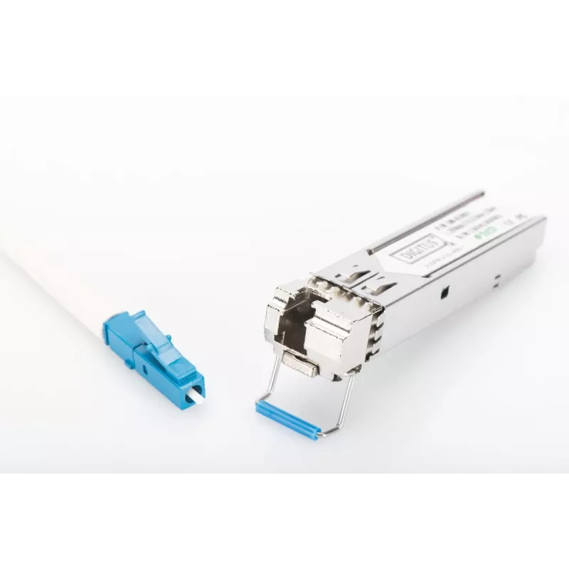 DIGITUS Módulo SFP BiDi WDM de 1,25 Gbit/s, até 20 km com suporte DDM, monomodo, ficha LC simplex 1000Base-LX, Tx1310nm/Rx1550nm