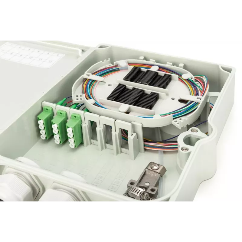 DIGITUS Caixa de distribuição FTTH - monomodo LC-APC acopladores pré-confeccionados pigtails