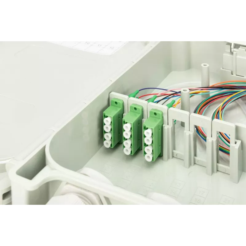 DIGITUS Caixa de distribuição FTTH - monomodo LC-APC acopladores pré-confeccionados pigtails