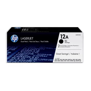 HP 12A pack de 2 preto original cartuchos de toner LaserJet, 4000 páginas, preto, 2 unidades
