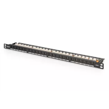 DIGITUS Patch panel CAT6 não blindado 24 portas com obturador - preto