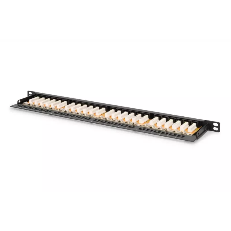 DIGITUS Patch panel CAT6 não blindado 24 portas com obturador - preto
