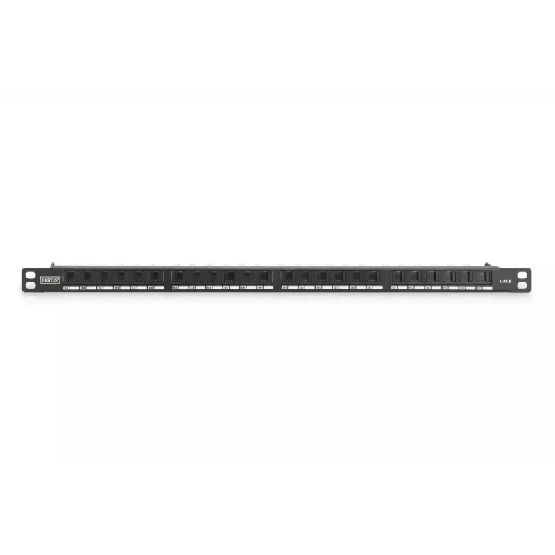 DIGITUS Patch panel CAT6 não blindado 24 portas com obturador - preto