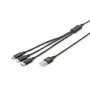 DIGITUS Cabo de carregamento 3-em-1 USB-A – Lightning + Micro-B + Type-C 1 m