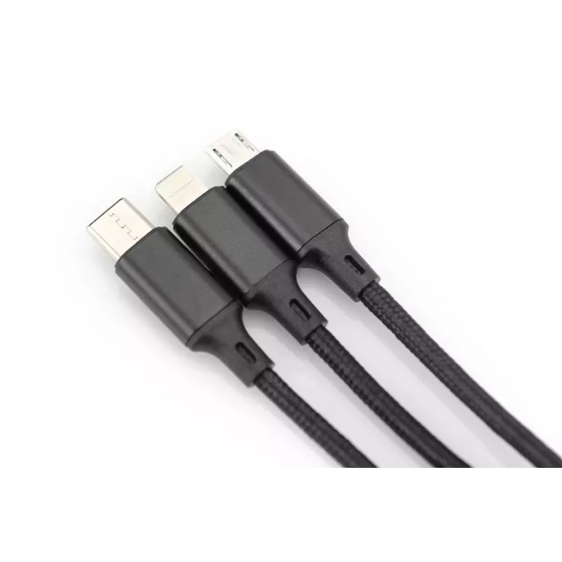 DIGITUS Cabo de carregamento 3-em-1 USB-A – Lightning + Micro-B + Type-C 1 m