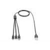 DIGITUS Cabo de carregamento 3-em-1 USB-A – Lightning + Micro-B + Type-C 1 m