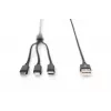 DIGITUS Cabo de carregamento 3-em-1 USB-A – Lightning + Micro-B + Type-C 1 m