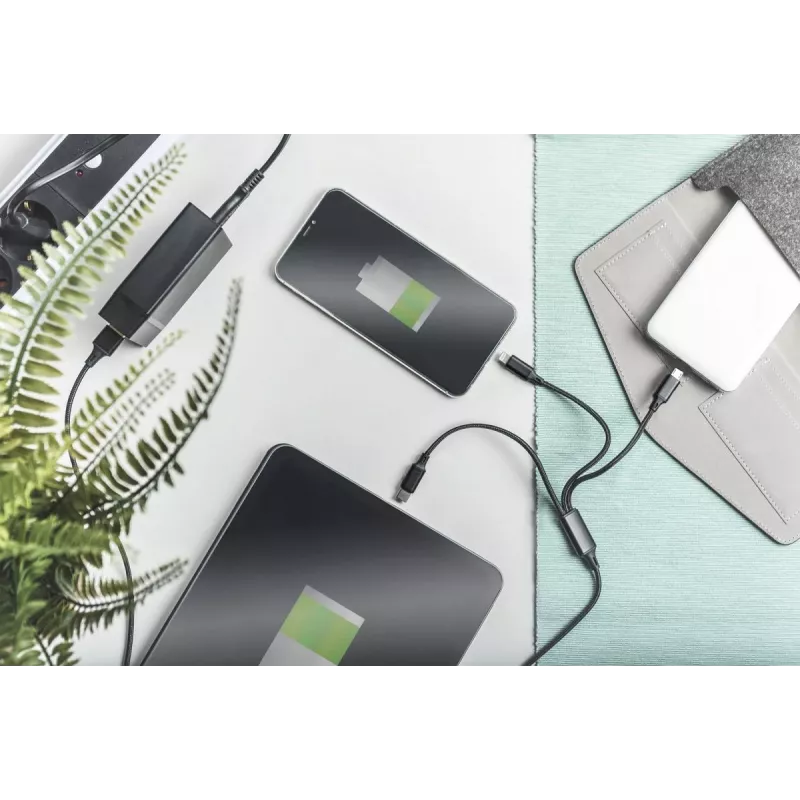 DIGITUS Cabo de carregamento 3-em-1 USB-A – Lightning + Micro-B + Type-C 1 m