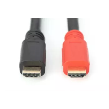 DIGITUS Cabo de ligação HDMI High Speed, Type-A, c/ blindagem M/M, 30 m Full HD, CE, dourado preto