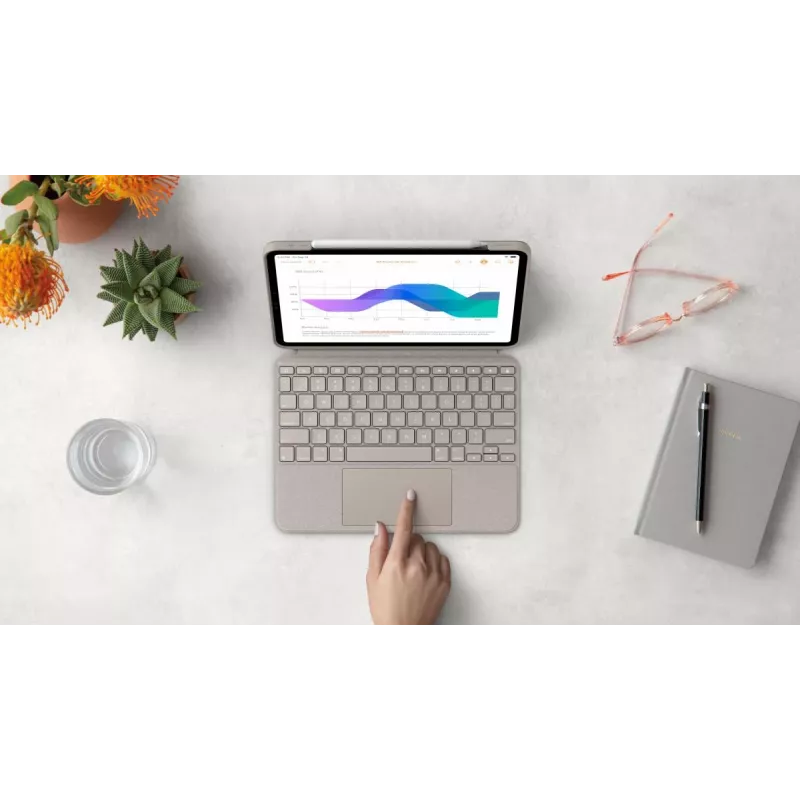 LOGITECH Combo Touch – areia para iPad Pro 11 polegadas (1., 2., 3. Ger.) – alemão – QWERTZ