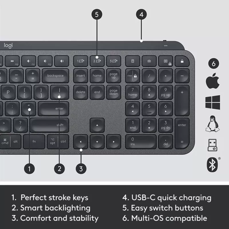 LOGITECH MX Keys Combo For Business Gen 2 - grafite - Qwerty Esp