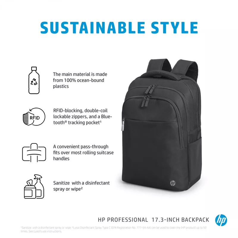 Mochila HP Professional 17,3 polegadas, Mochila, 740 g