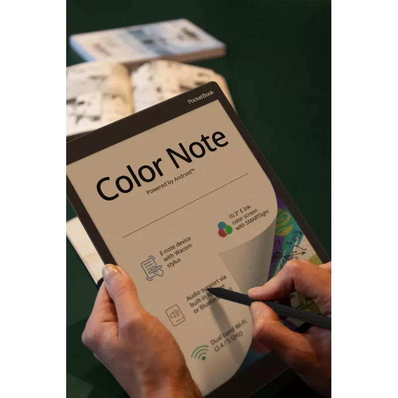 PocketBook Color Note PB1041-1-WW-B leitor de livros eletrónicos, 10,3 polegadas E Ink Kaleido 3, 1404x1872, 32 GB, microSD, USB-C, Stormy Sea