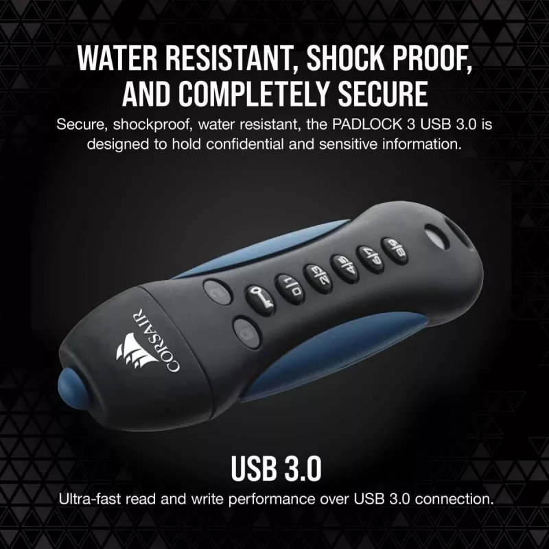 CORSAIR Flash Padlock 3 Secure – 256 GB – Pen drive – USB 3.0