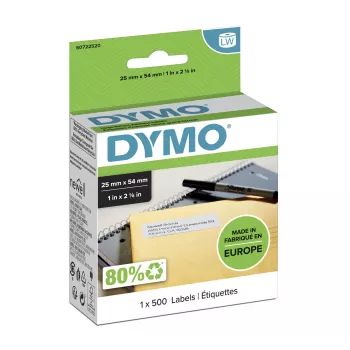 Etiquetas de remetente DYMO Authentic LabelWriter | 25 mm x 54 mm | Autoadesivas | Rolo com 500 etiquetas Easy-Peel | para impressoras de etiquetas LabelWriter | Fabricado na Europa