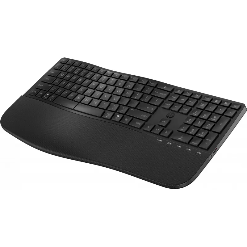 Teclado HP 685 Comfort Dual-Mode 8T6L9UT#ABB, sem fios 2,4 GHz, multidispositivo, 23 teclas programáveis, tamanho completo, QWERTY inglês internacional, preto