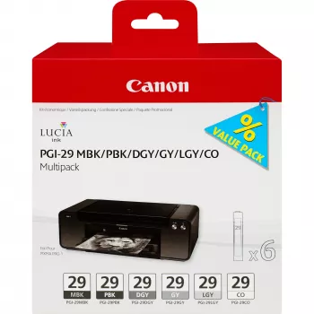 Canon PGI-29 MBK/PBK/DGY/GY/LGY/CO Multipack de 6 tinteiros