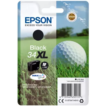 Epson Golfball embalagem individual Preto 34XL tinta DURABrite Ultra, autonomia elevada (XL), Preto, tinta pigmentada, 16,3 ml, 1 unid., 1100 páginas