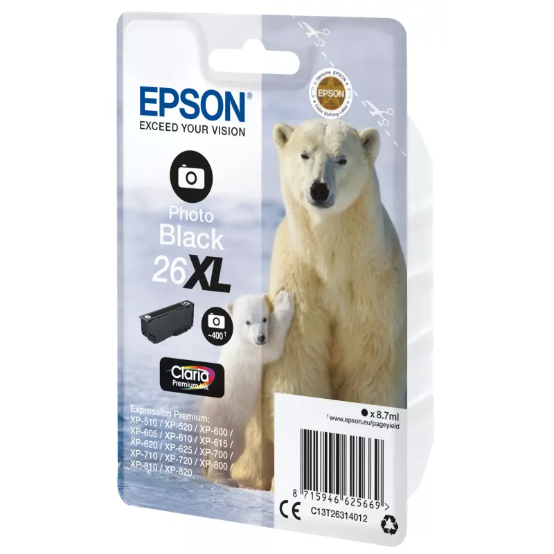 Epson Eisbär embalagem individual fotografia Preto 26XL tinta Claria Premium