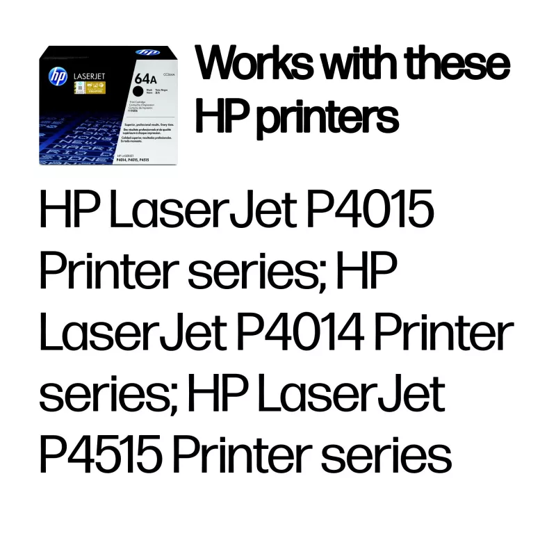 Cartucho de toner HP 64A Preto original LaserJet, 10000 páginas, Preto, 1 unid.