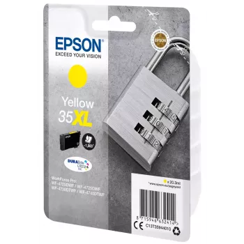 Cartucho Epson Padlock embalagem individual Amarelo 35XL tinta DURABrite Ultra