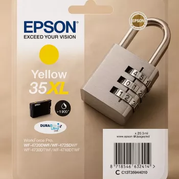 Cartucho Epson Padlock embalagem individual Amarelo 35XL tinta DURABrite Ultra