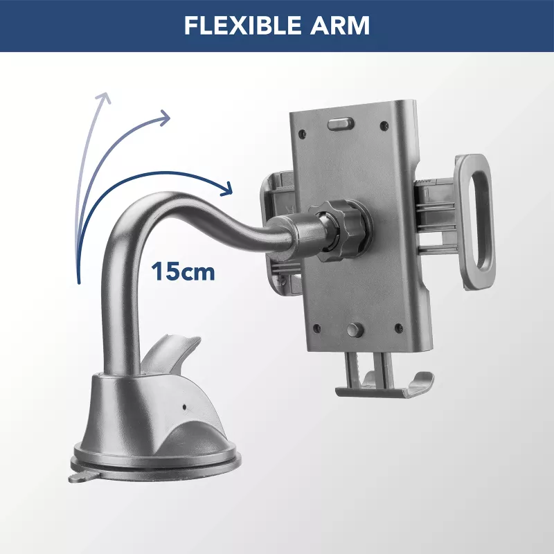 Cellularline Hug Flexi - Suporte universal para smartphone de automóvel com fixação por ventosa