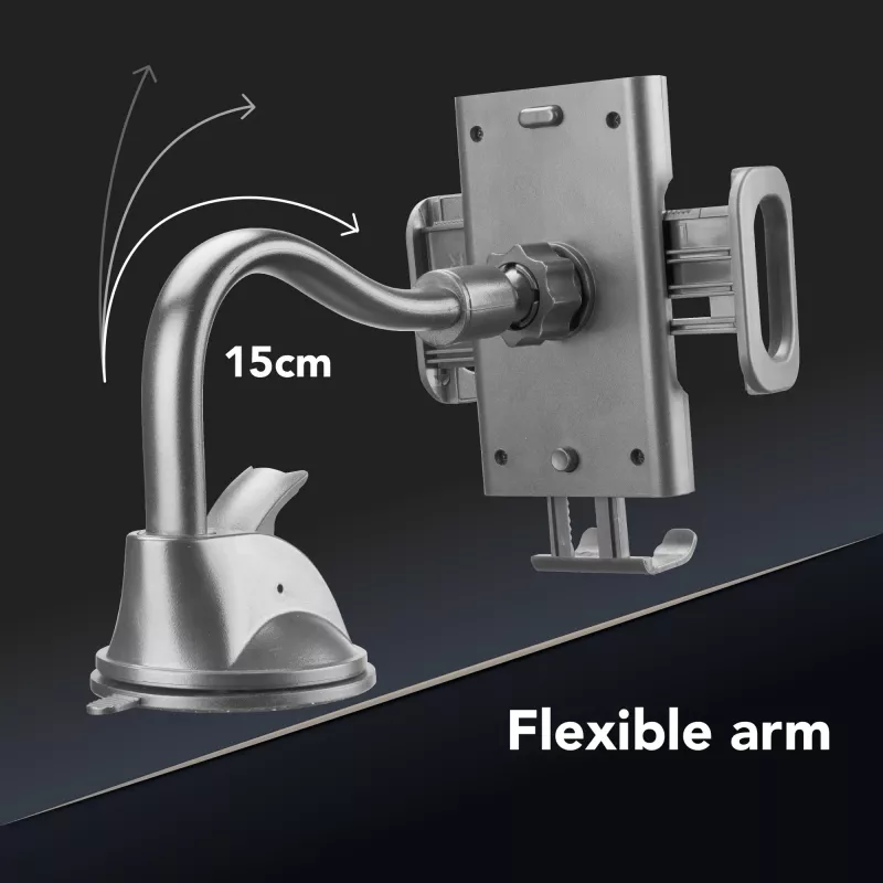 Cellularline Hug Flexi - Suporte universal para smartphone de automóvel com fixação por ventosa
