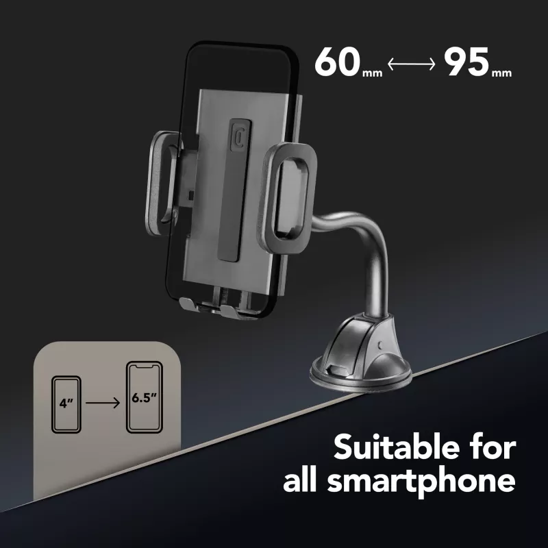 Cellularline Hug Flexi - Suporte universal para smartphone de automóvel com fixação por ventosa