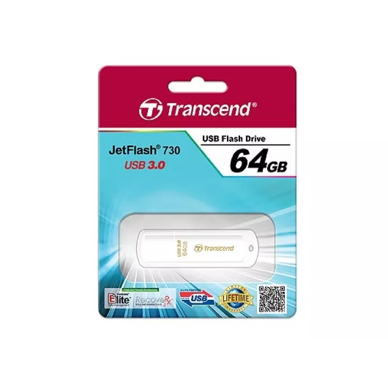 TRANSCEND Jetflash 730 - 64 GB pen drive - USB 3.0 - branco