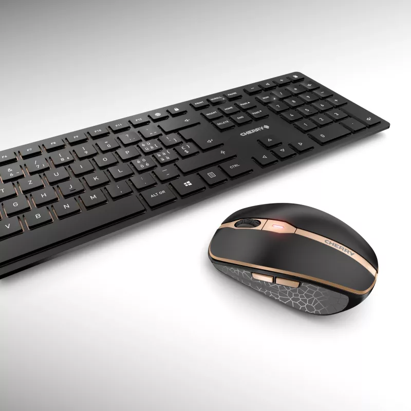 CHERRY DW 9100 SLIM teclado e rato incluídos universal RF Wireless + Bluetooth QWERTZ suíço preto
