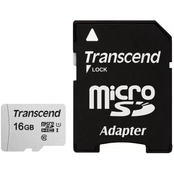 Cartão Micro SDHC Transcend 300S 16 GB UHS-I U1 com adaptador