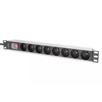 DIGITUS PDU de alumínio 1U, montagem em rack, 8x CEE 7/5 potência nominal: 16A, 4000W, 250VAC 50/60Hz,