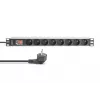 DIGITUS PDU de alumínio 1U, montagem em rack, 8x CEE 7/5 potência nominal: 16A, 4000W, 250VAC 50/60Hz,