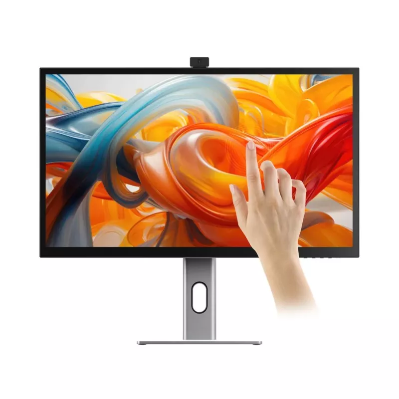 Monitor tátil ALOGIC Clarity Max Touch 32C4KPDWT, 32 polegadas, 3840x2160 4K UHD, 65 W Power Delivery, webcam de 8 MP, hub USB, preto/prateado