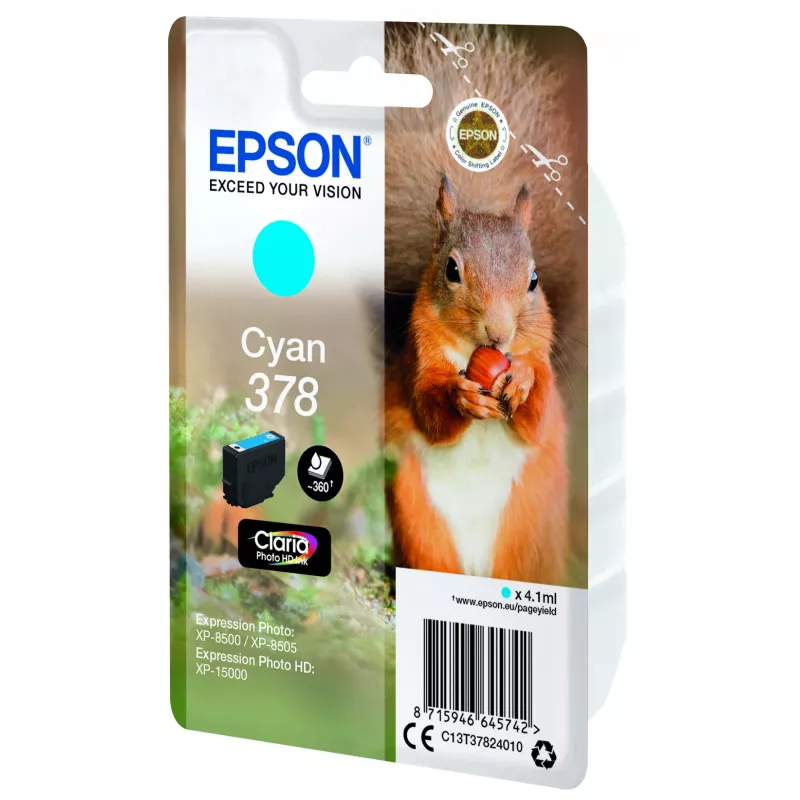 Epson Squirrel Embalagem individual Ciano 378 Tinta Claria Photo HD