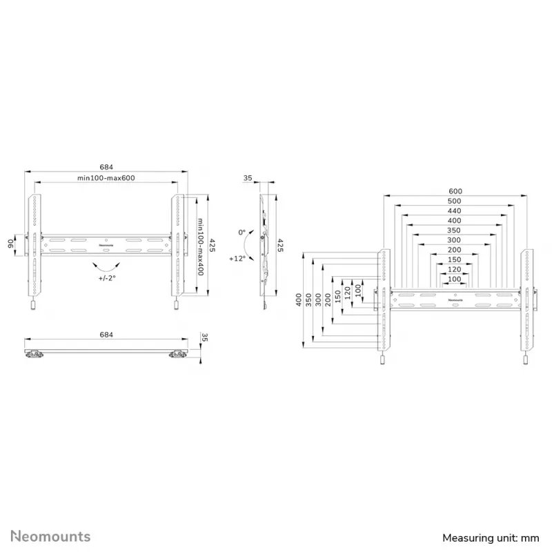 Suporte de parede para TV Neomounts WL35S-850BL16 42-86 polegadas - inclinável - bloqueável - montagem rápida