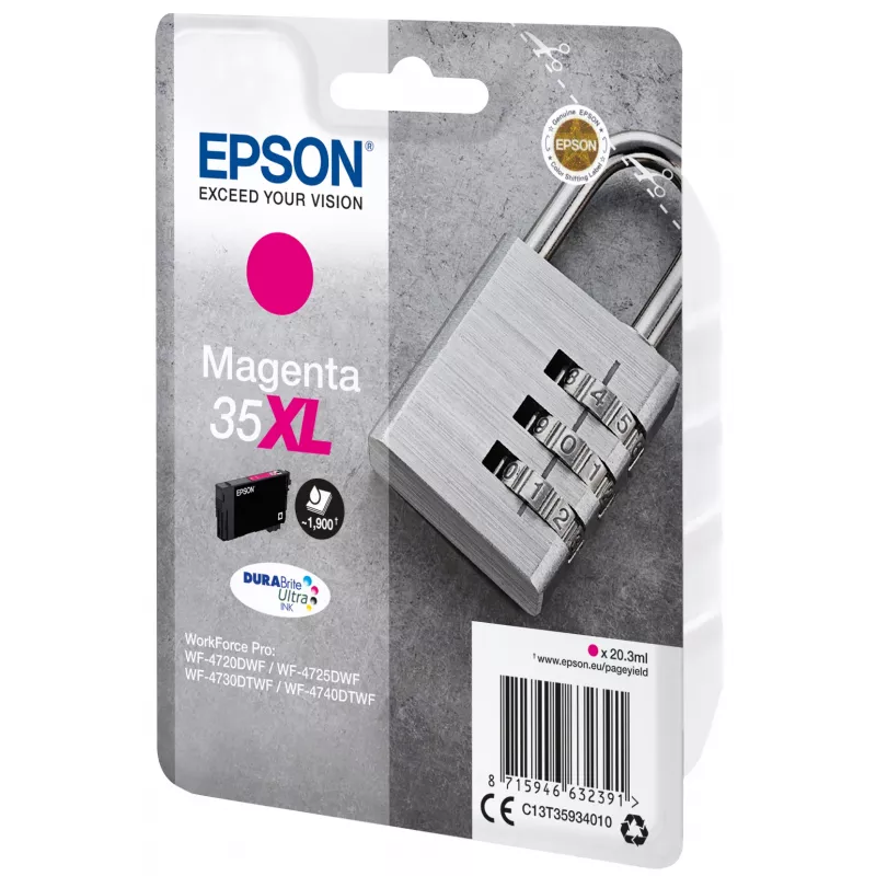 Epson Padlock embalagem individual magenta 35XL tinta DURABrite Ultra, autonomia alta (XL), magenta, tinta pigmentada, 20,3 ml, 1 unidade, 1900 páginas