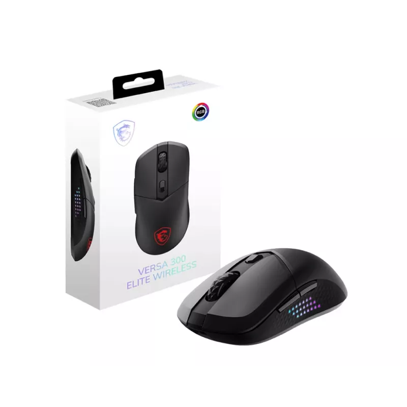 Rato gaming MSI VERSA 300 ELITE WIRELESS para destro RF Wireless + Bluetooth + USB Type-C ótico 26000 DPI
